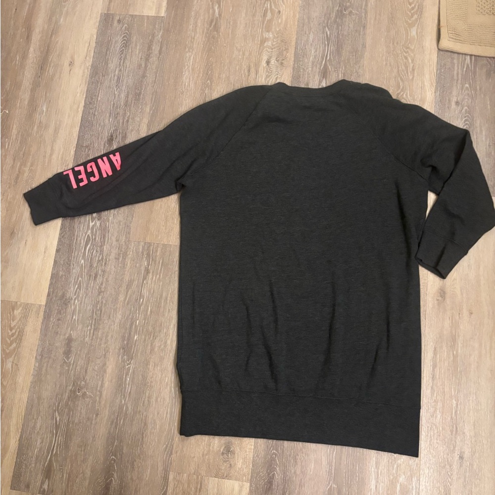 Victoria's Secret Dark Gray Sweatshirt with Pink Sleeve Detail